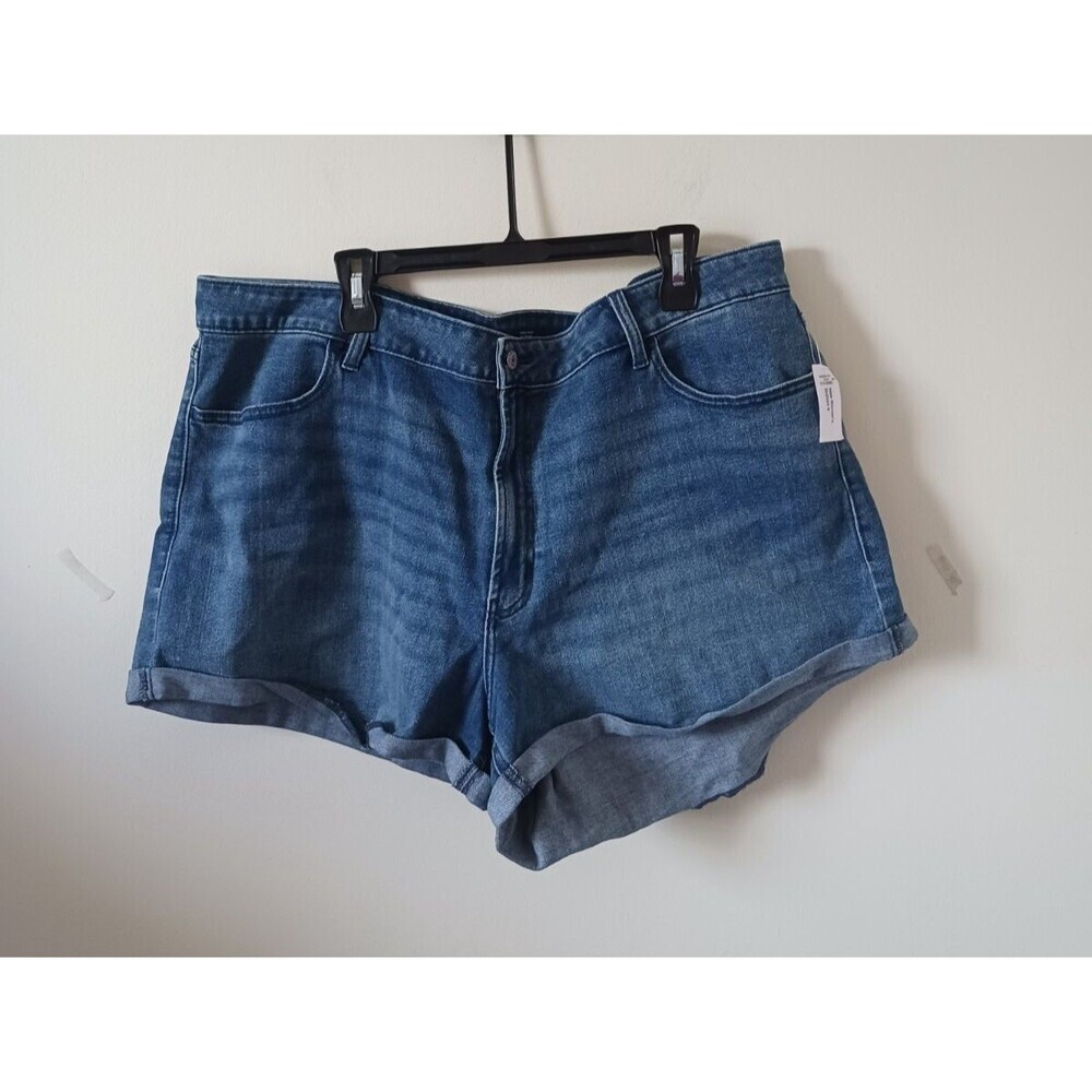 Old Navy High‎ Rise Denim Jean Shorts Stretch Cuffed Hem Blue Size 24